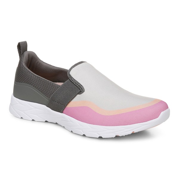 Vionic Trainers Ireland - Nalia Slip on Sneaker Grey Pink - Womens Shoes For Sale | OZVRJ-4170